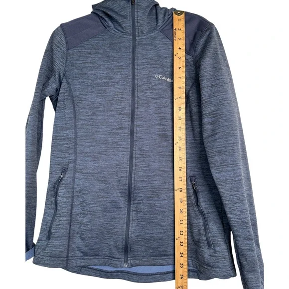 Columbia Womans L Sapphire Trail Jacket Full Zip Hoodie Hiking Sweatshirt Blue - Picture 4 of 7